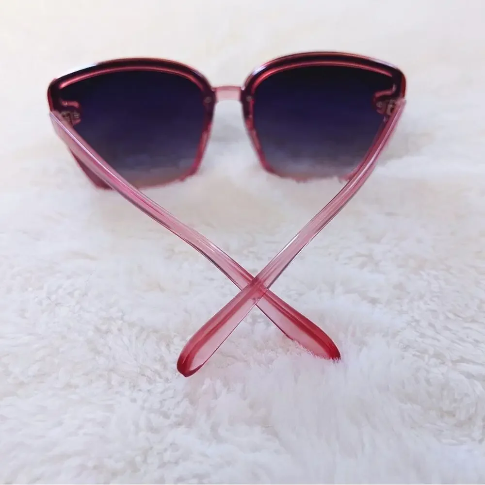 Giselle Black & Pink Oversized Cat Eye Sunglasses